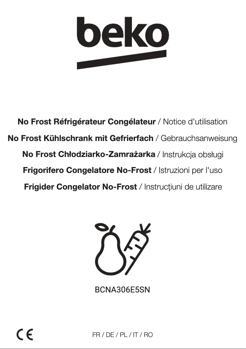 Page 1 de la notice Manuel utilisateur Beko BCNA306E5SN