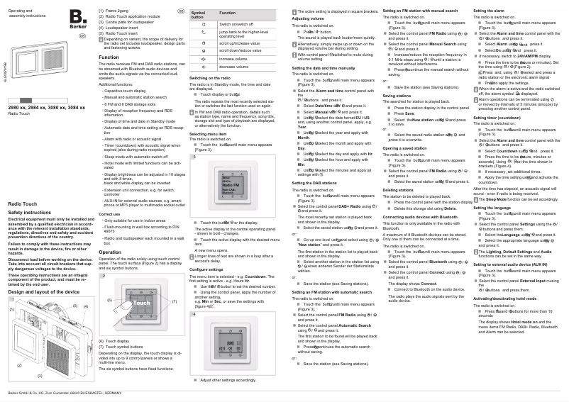 Page n°1 - Instructions / montage Berker 30841606