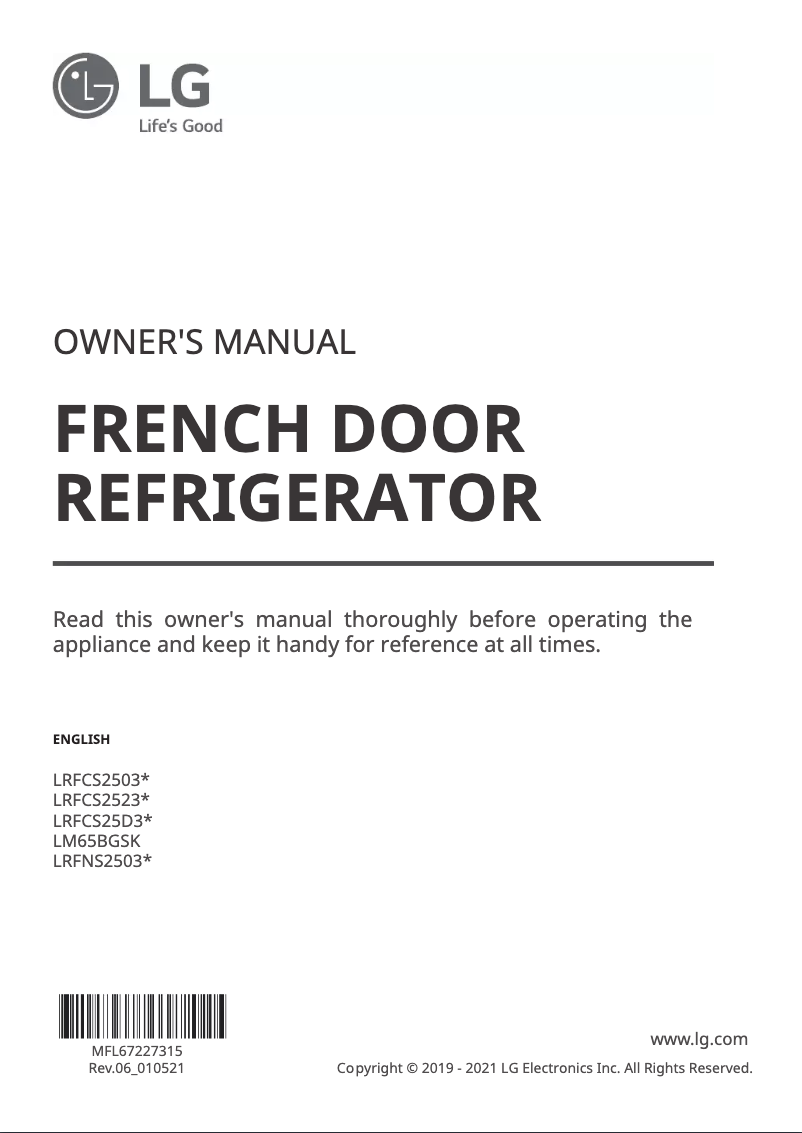 Page 1 de la notice Manuel utilisateur LG LM65BGSK