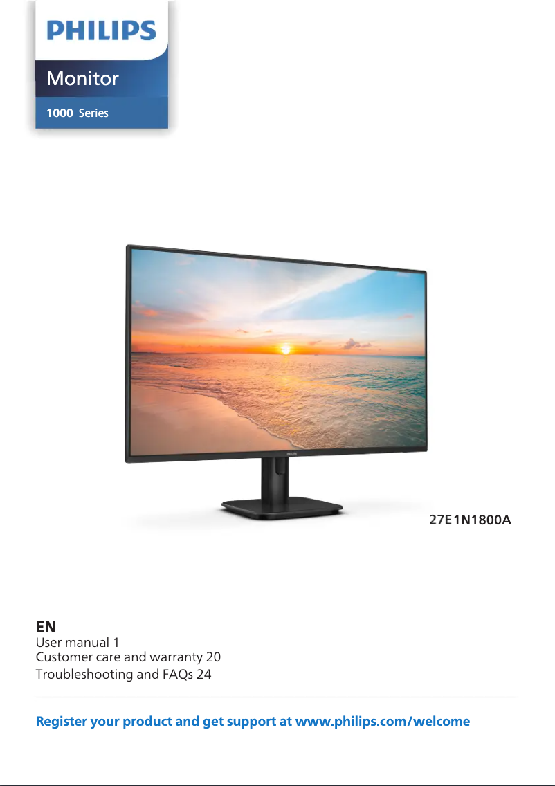 Page n°1 - Manuel utilisateur Philips 27E1N1820A