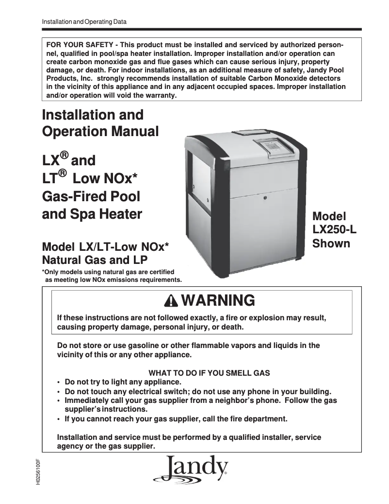 Page n°1 - Manuel utilisateur JANDY LX LT Low Nox