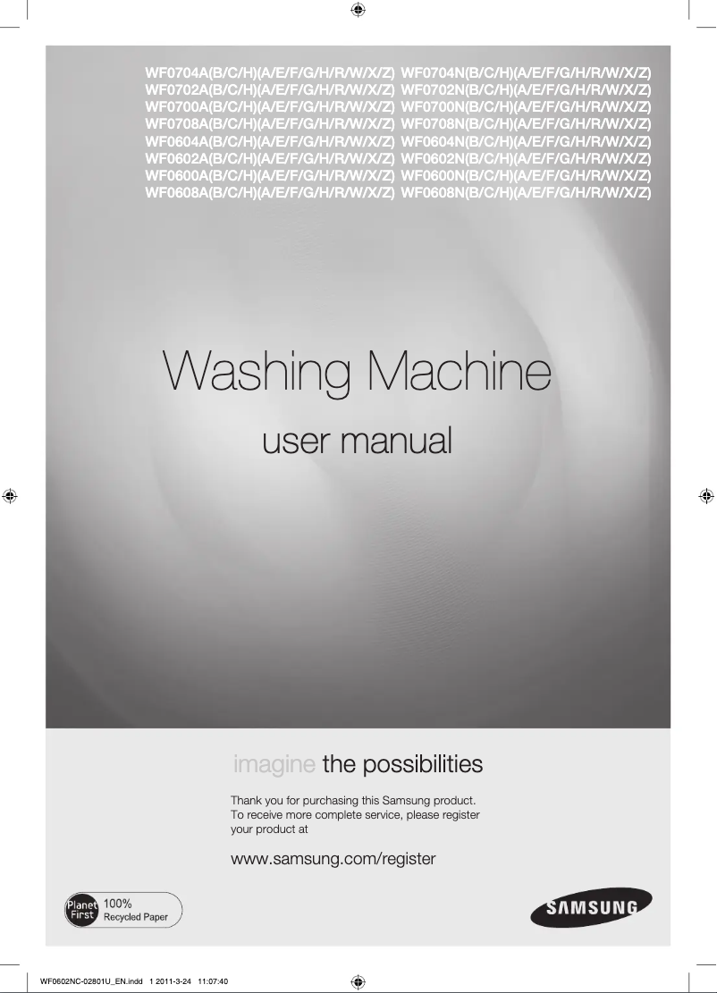 Page n°1 - Manuel utilisateur Samsung WF0602NCE