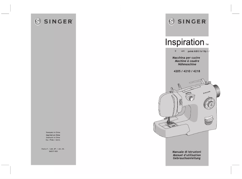 Page 1 de la notice Manuel utilisateur Singer Inspiration 4210