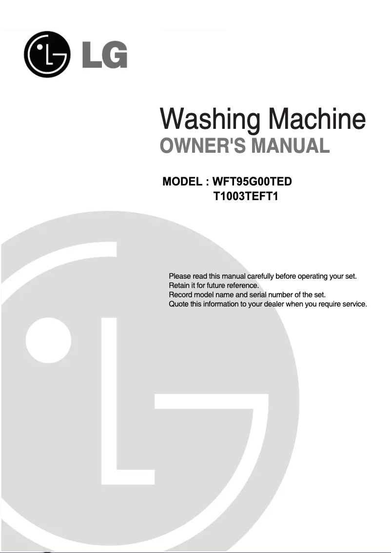 Image de la première page du manuel de l'appareil WFT95G00TED
