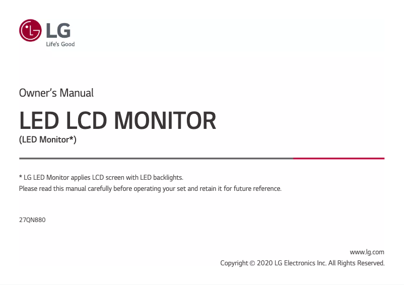 Page n°1 - Manuel utilisateur LG Ergo 27QN880