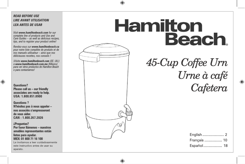 Page n°1 - Mode d'emploi Hamilton Beach 40515R