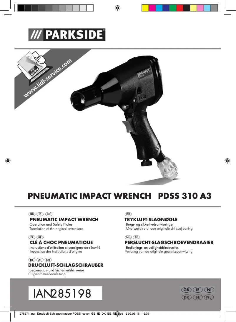 Page 1 de la notice Manuel utilisateur Parkside PDSS 310 A3