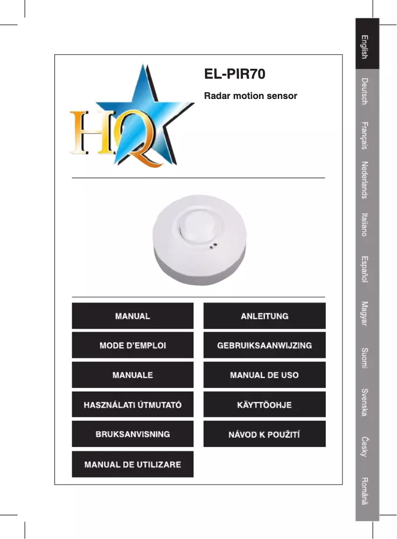 Page n°1 - Manuel utilisateur HQ EL-PIR70