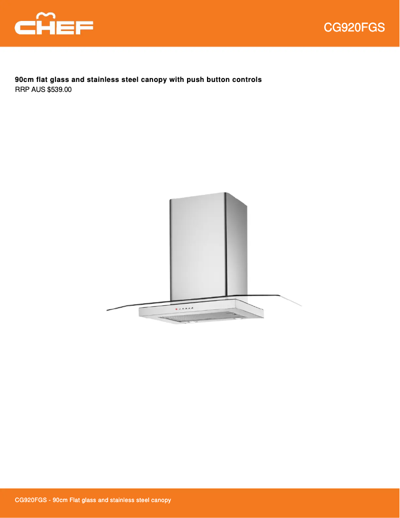 Page 1 de la notice Fiche technique Chef CG920FGS