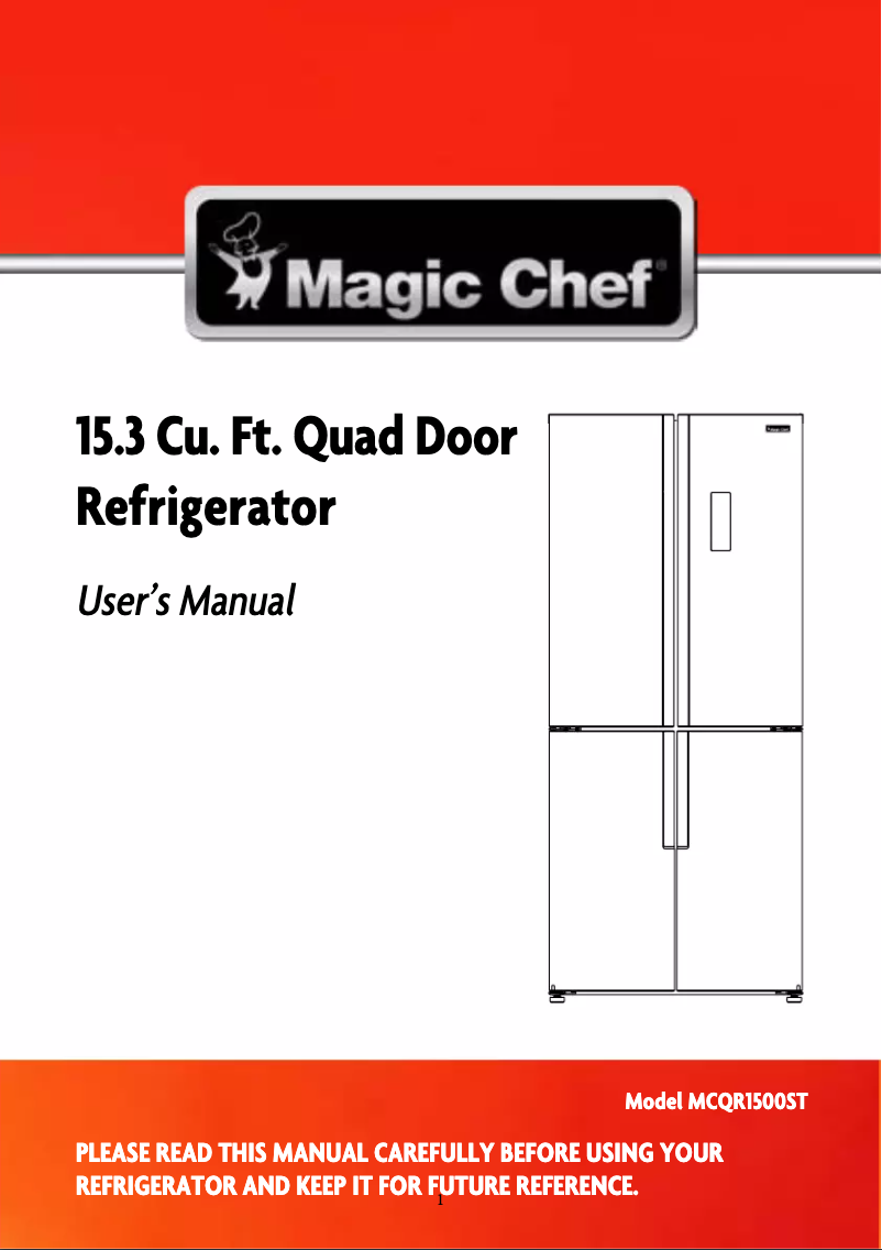 Page 1 of the manual User Manual Magic Chef MCQR1500ST