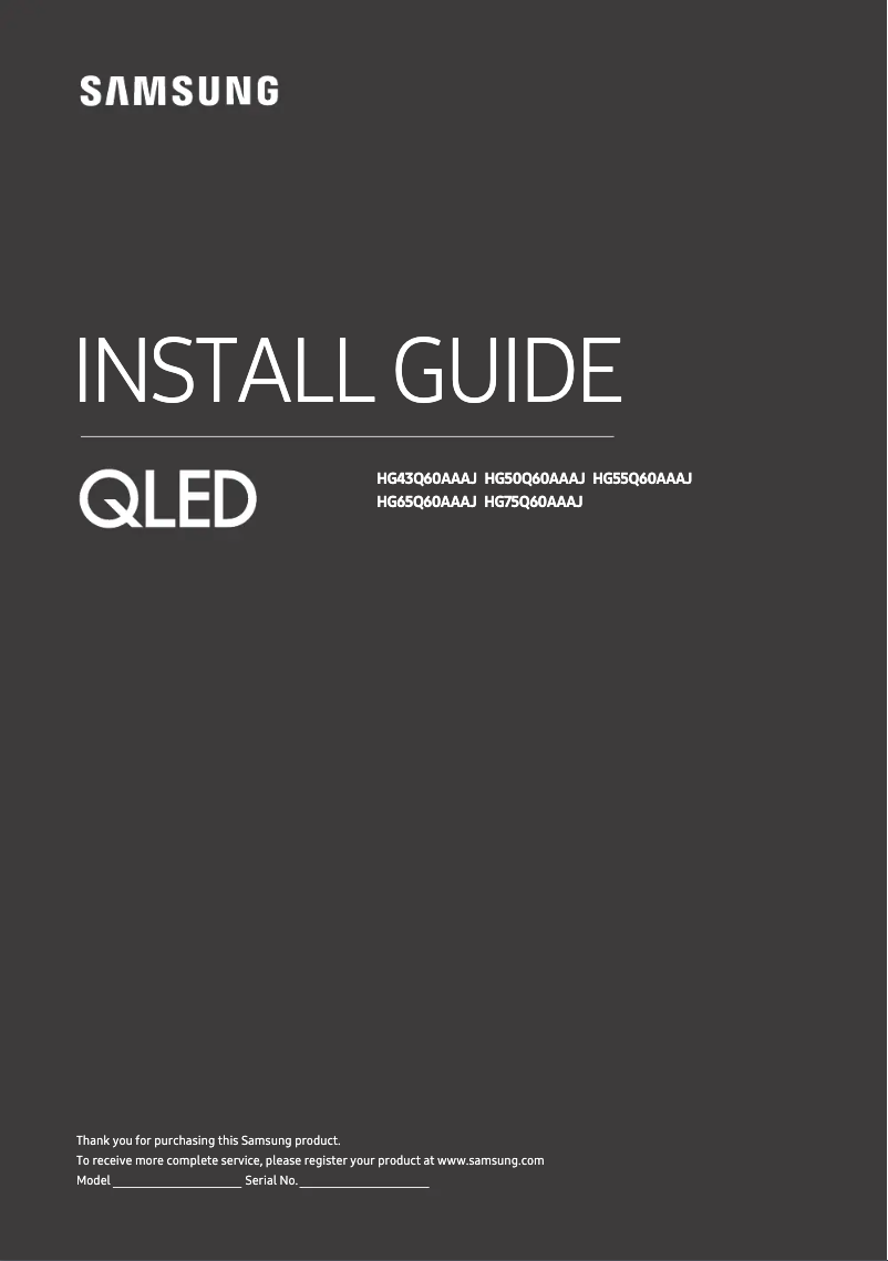 Page 1 de la notice Guide d'installation Samsung HG50Q60AAAJ