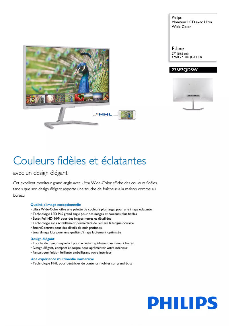 First page image of the manual for 276E7QDSW