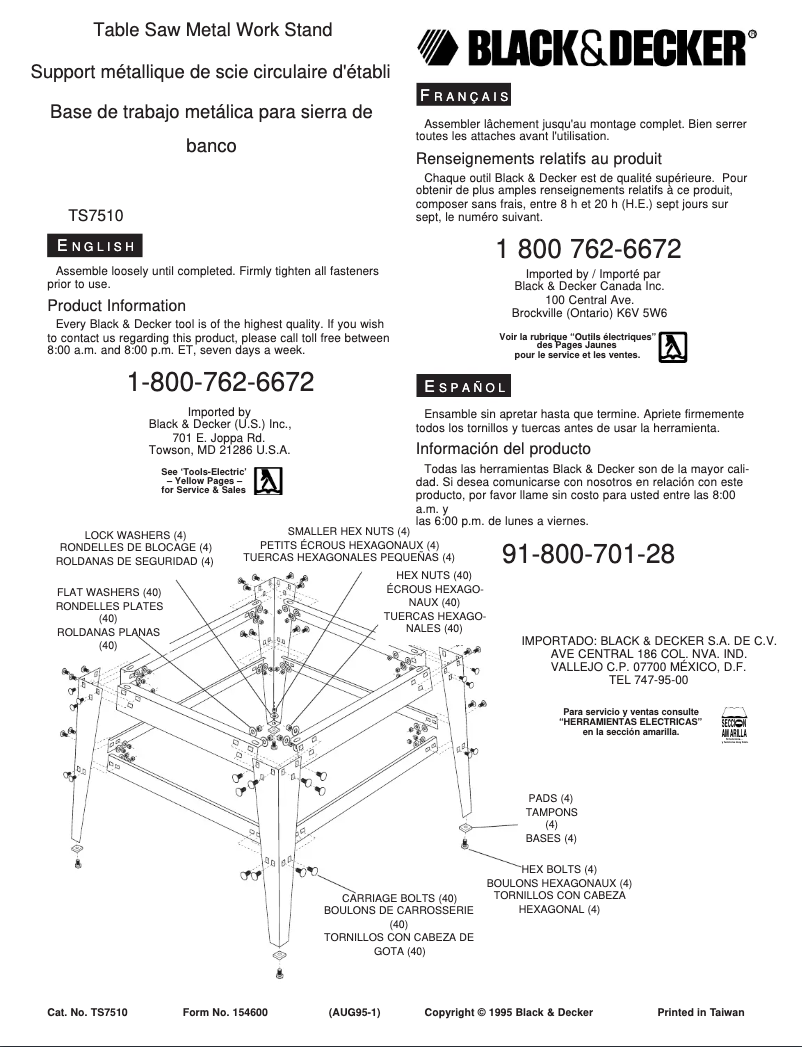Page 1 of the manual User Manual Black & Decker TS7510