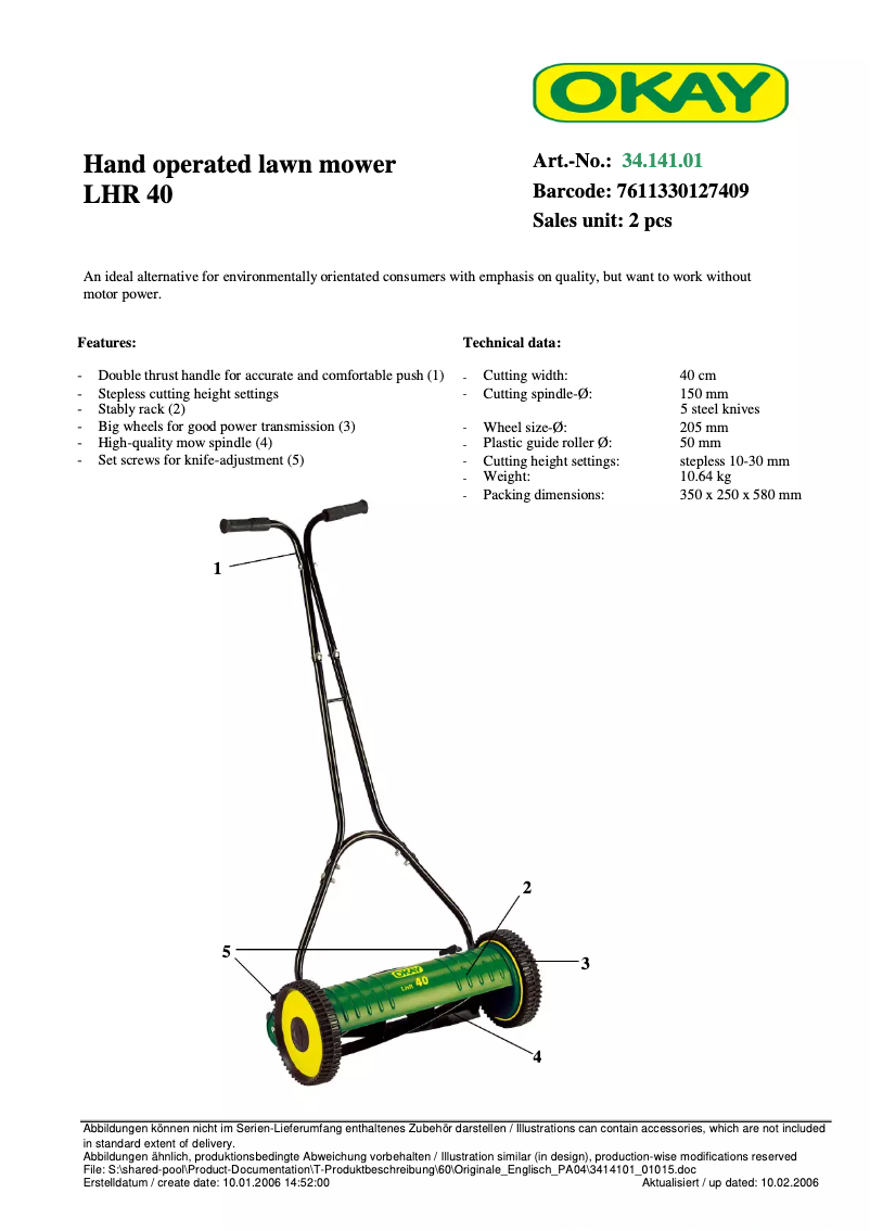 Page 1 de la notice Manuel utilisateur OKAY LHR 40