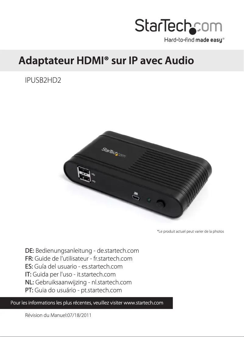 Page n°1 - Manuel utilisateur StarTech.com IPUSB2HD2