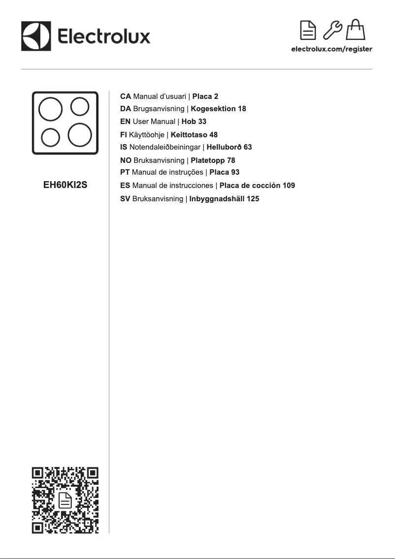 Page 1 de la notice Manuel utilisateur Electrolux EH60KI2S