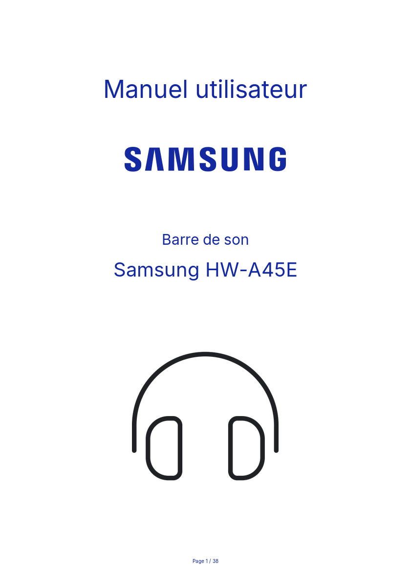 Image de la première page du manuel de l'appareil HW-A45E