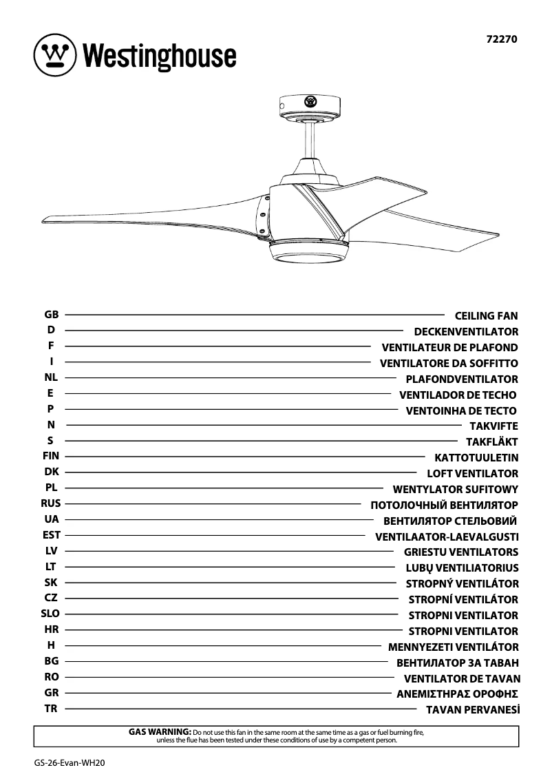 Page n°1 - Manuel utilisateur Westinghouse 72270