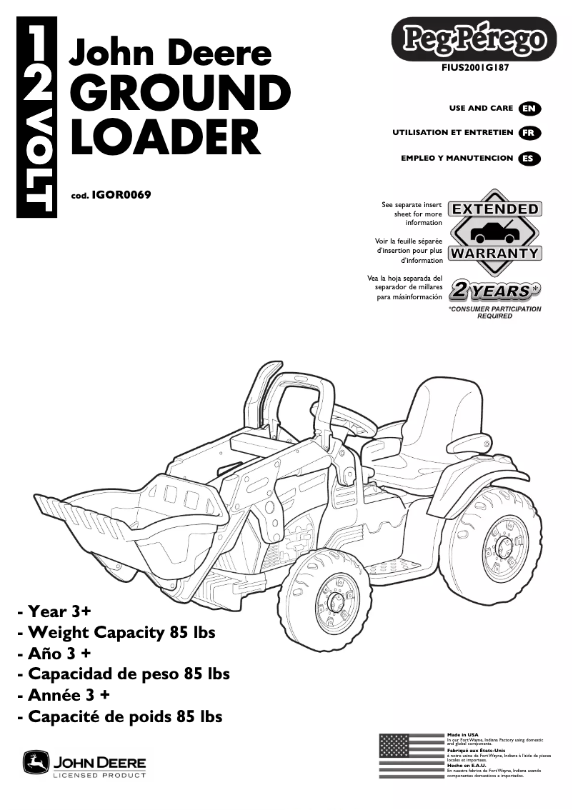Imagen de la primera página del manual del dispositivo John Deere Ground Loader