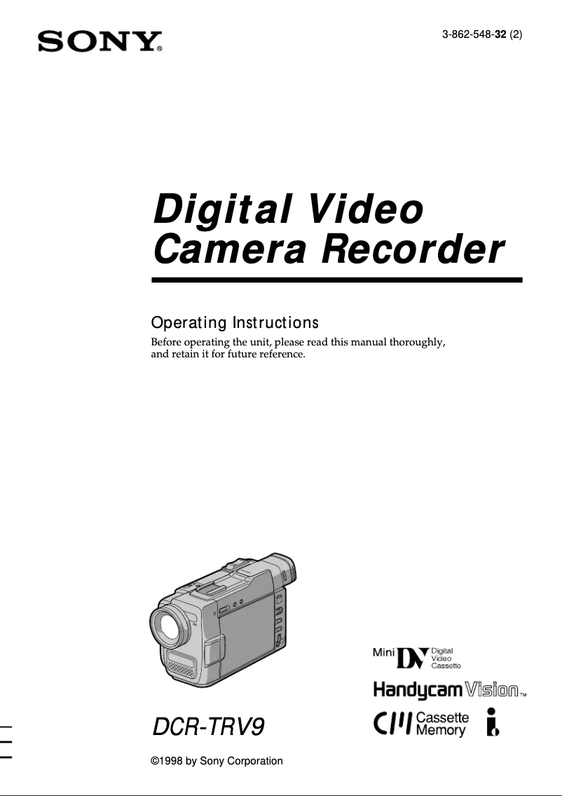 Image de la première page du manuel de l'appareil DCR-TRV9