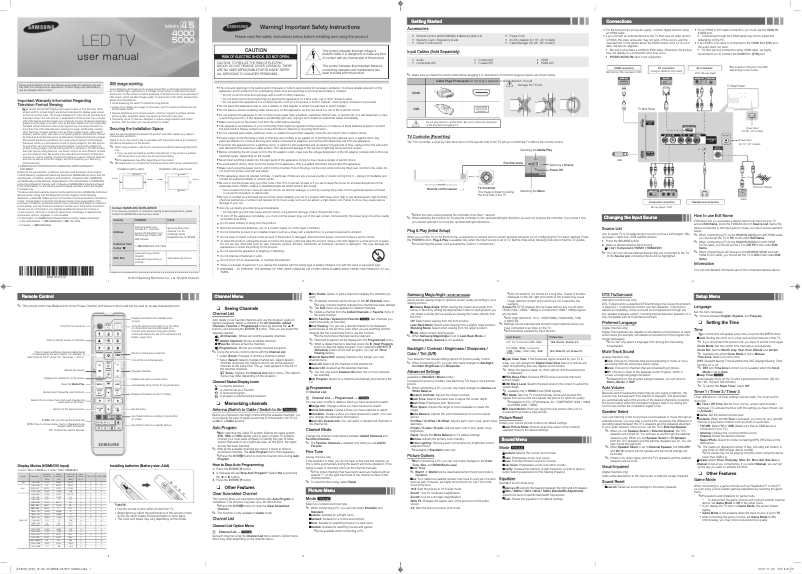 Page n°1 - Manuel utilisateur Samsung UN19F4000AF