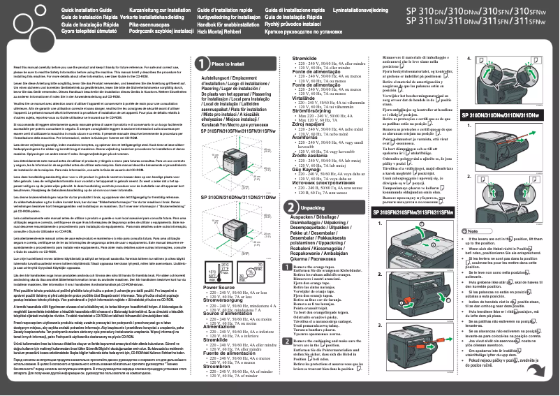 Page 1 de la notice Manuel utilisateur Ricoh SP 311SFNw