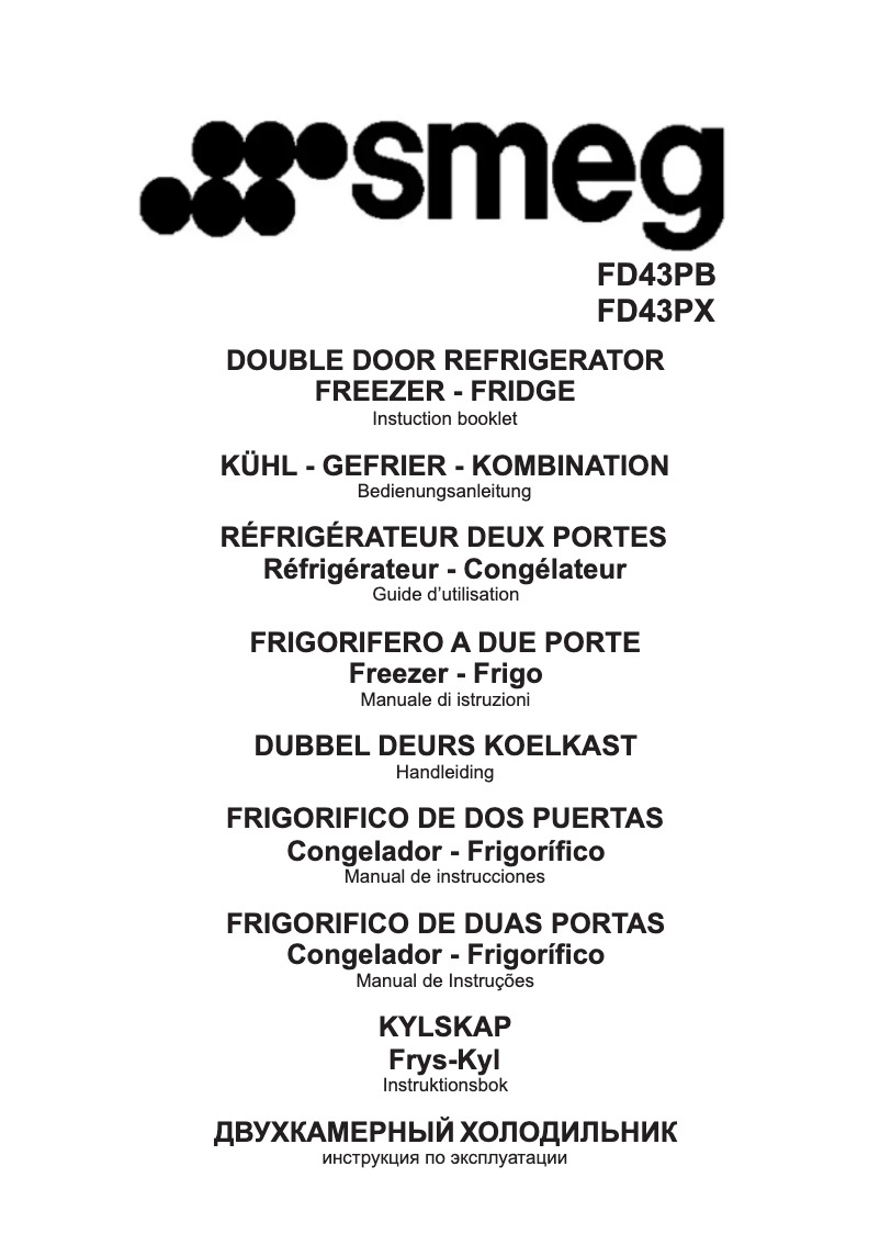 Page n°1 - Manuel utilisateur Smeg FD43PB