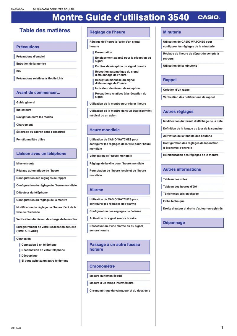 Page 1 de la notice Manuel utilisateur Casio G-Shock GW-B5600