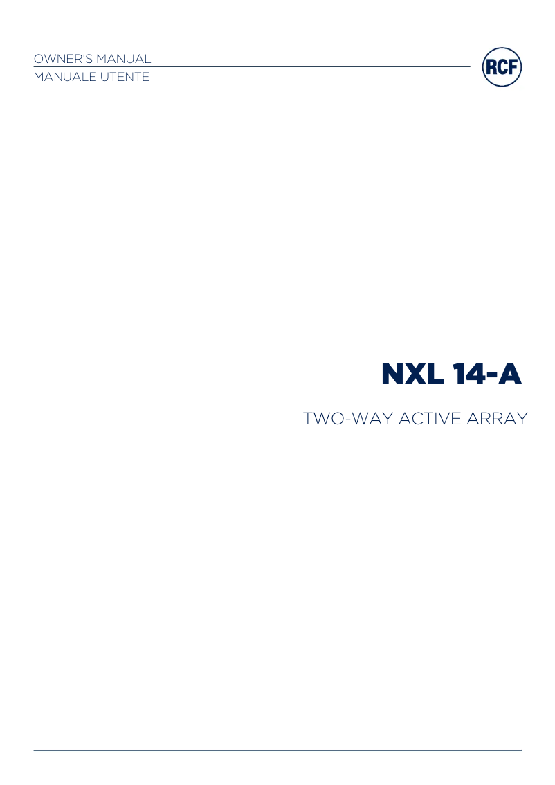 Page 1 de la notice Manuel utilisateur RCF NXL 14-A
