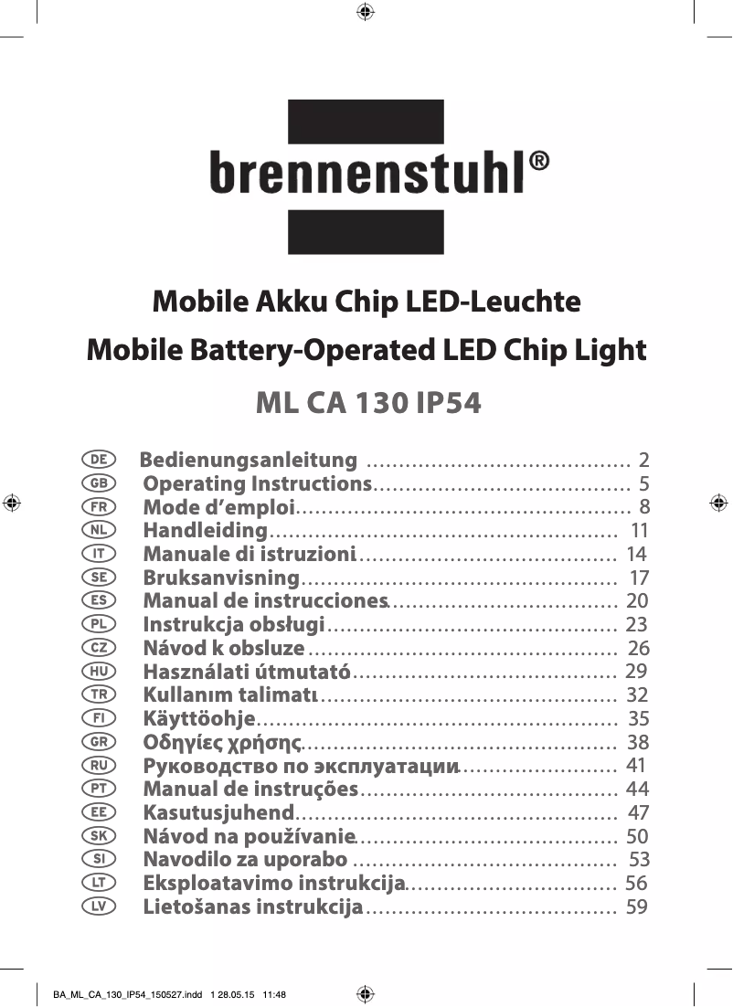 Page n°1 - Manuel utilisateur Brennenstuhl ML CA 130 IP54