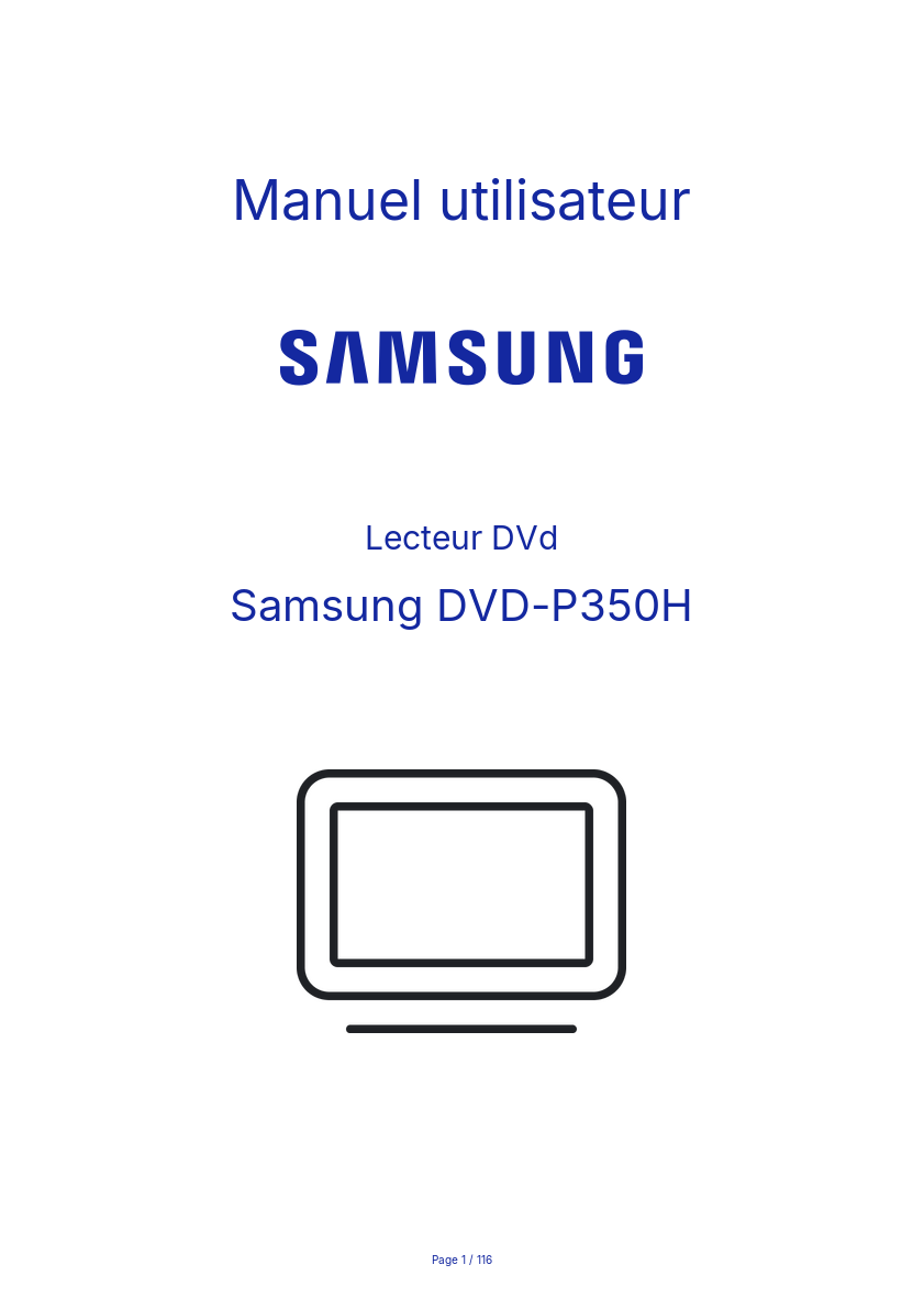 Page n°1 - Manuel utilisateur Samsung DVD-P350H