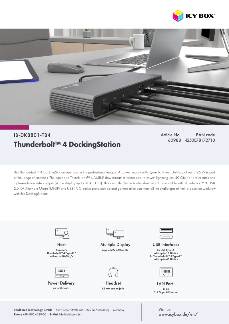 Page n°1 - Fiche technique Icy Box IB-DK8801-TB4