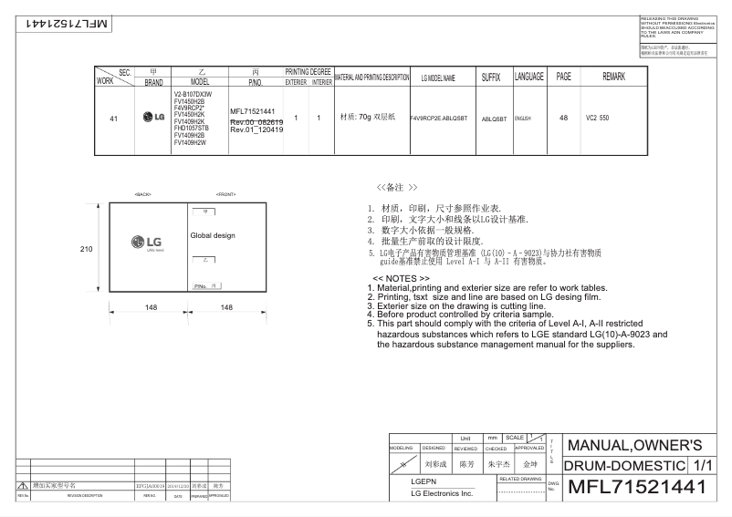 Image de la première page du manuel de l'appareil FV1409H2W