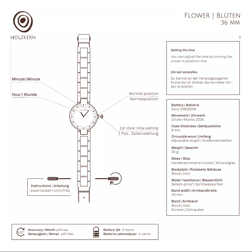 Page n°1 - Manuel utilisateur Holzkern Hornveilchen