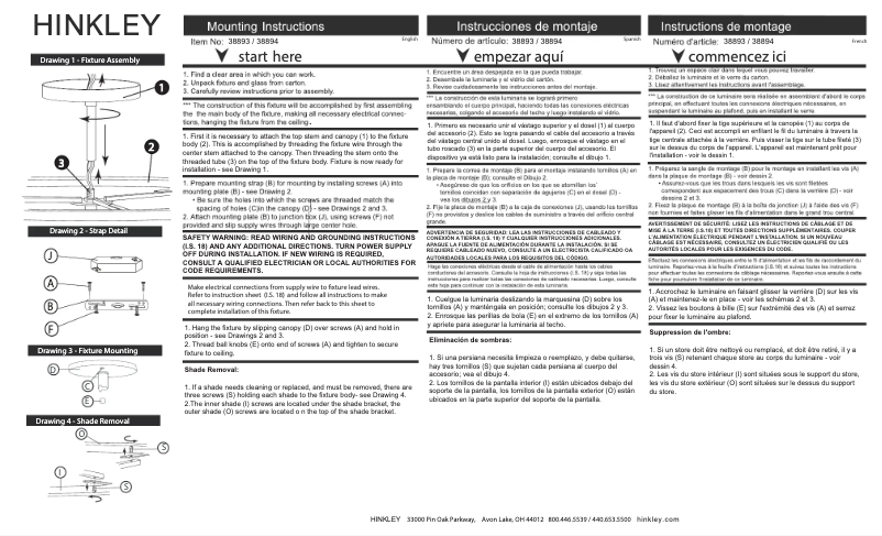 Page n°1 - Manuel utilisateur Hinkley Lighting Graham 38893BK
