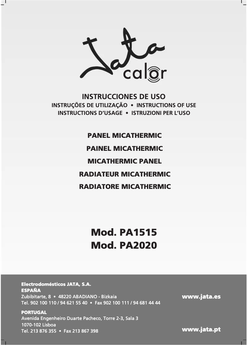 Page n°1 - Manuel utilisateur Jata PA2020