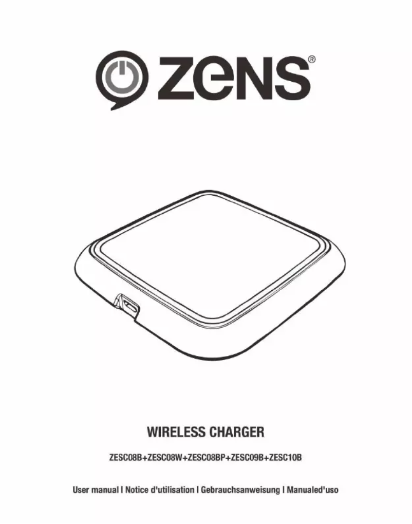 Page 1 de la notice Manuel utilisateur Zens Wireless Charger