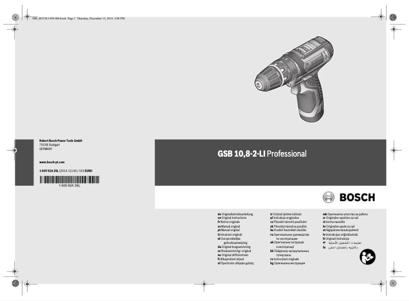 Page n°1 - Manuel utilisateur Bosch GSB 10,8-2-LI Professional