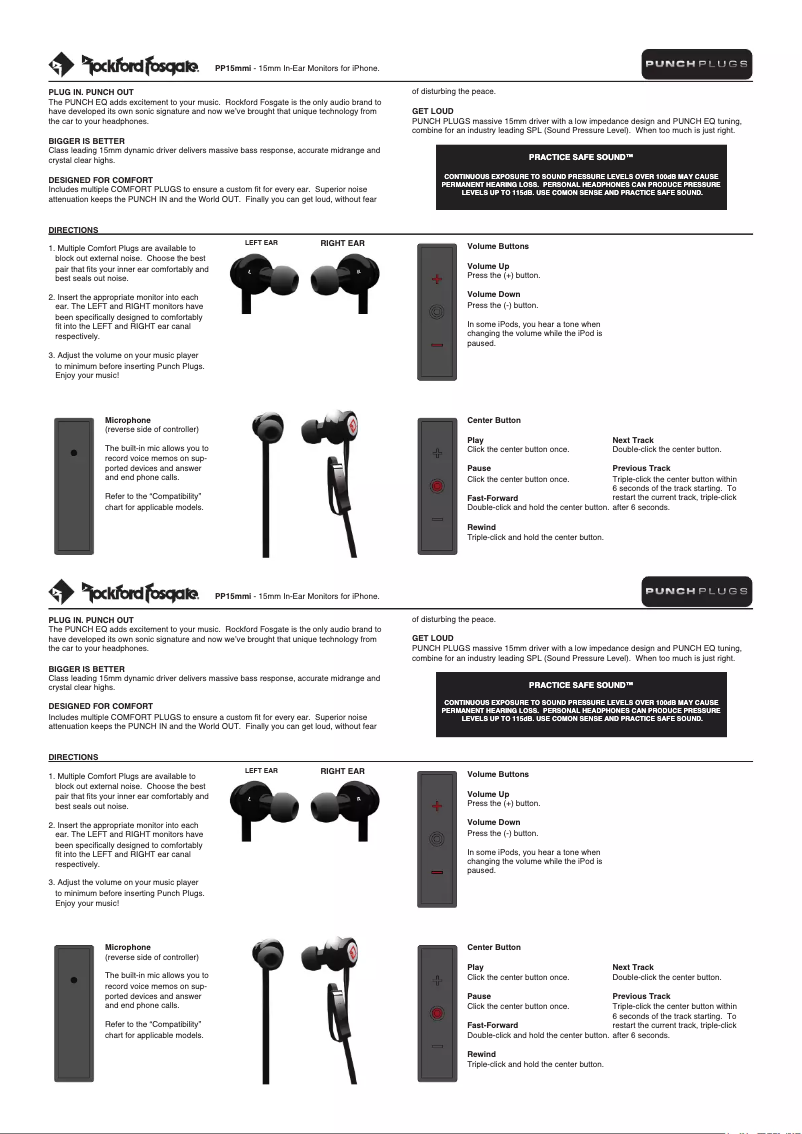 Page 1 de la notice Manuel utilisateur Rockford Fosgate PP15mmi