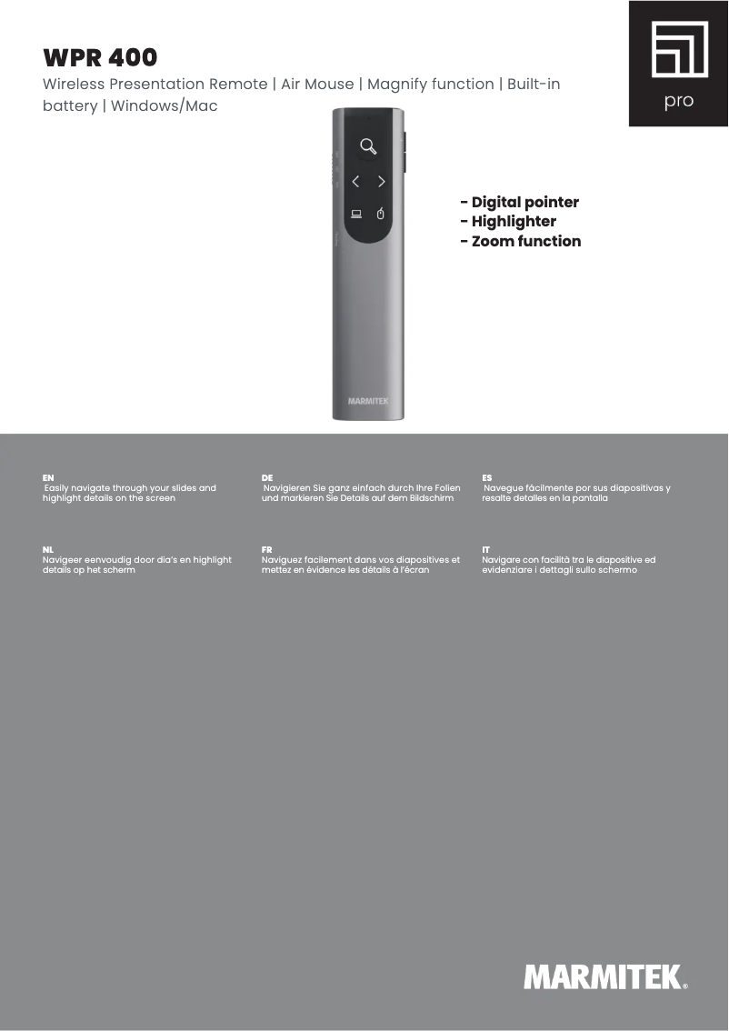 Page n°1 - Fiche technique Marmitek WPR 400