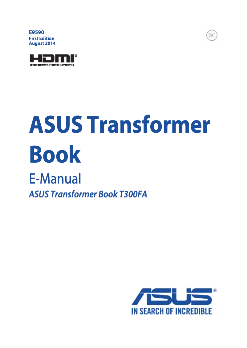 Page 1 de la notice Manuel utilisateur Asus Asus Transformer Book T300FA