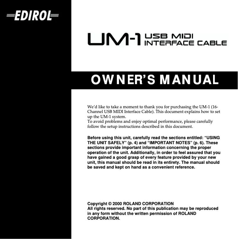 Image de la première page du manuel de l'appareil UM-1