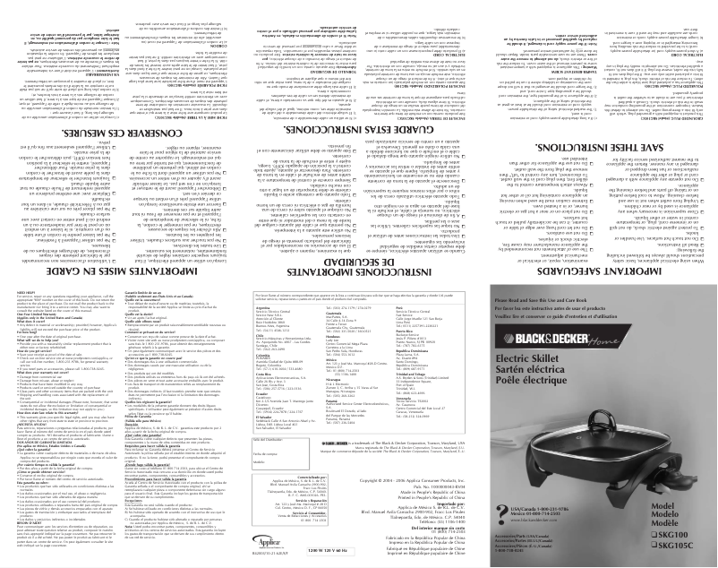 Page n°1 - Manuel utilisateur Black & Decker SKG105C