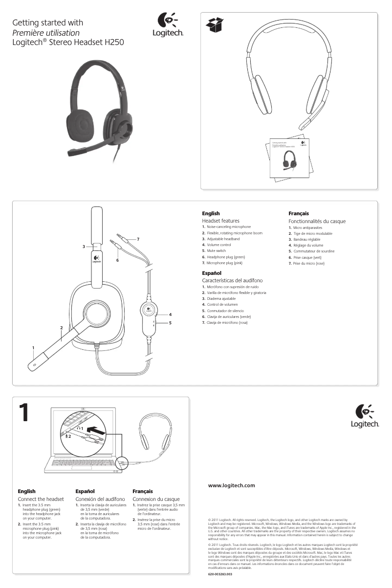 Page n°1 - Manuel utilisateur Logitech H250