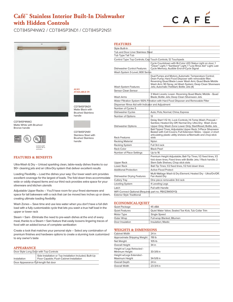 First page image of the manual for CDT845P2NS1