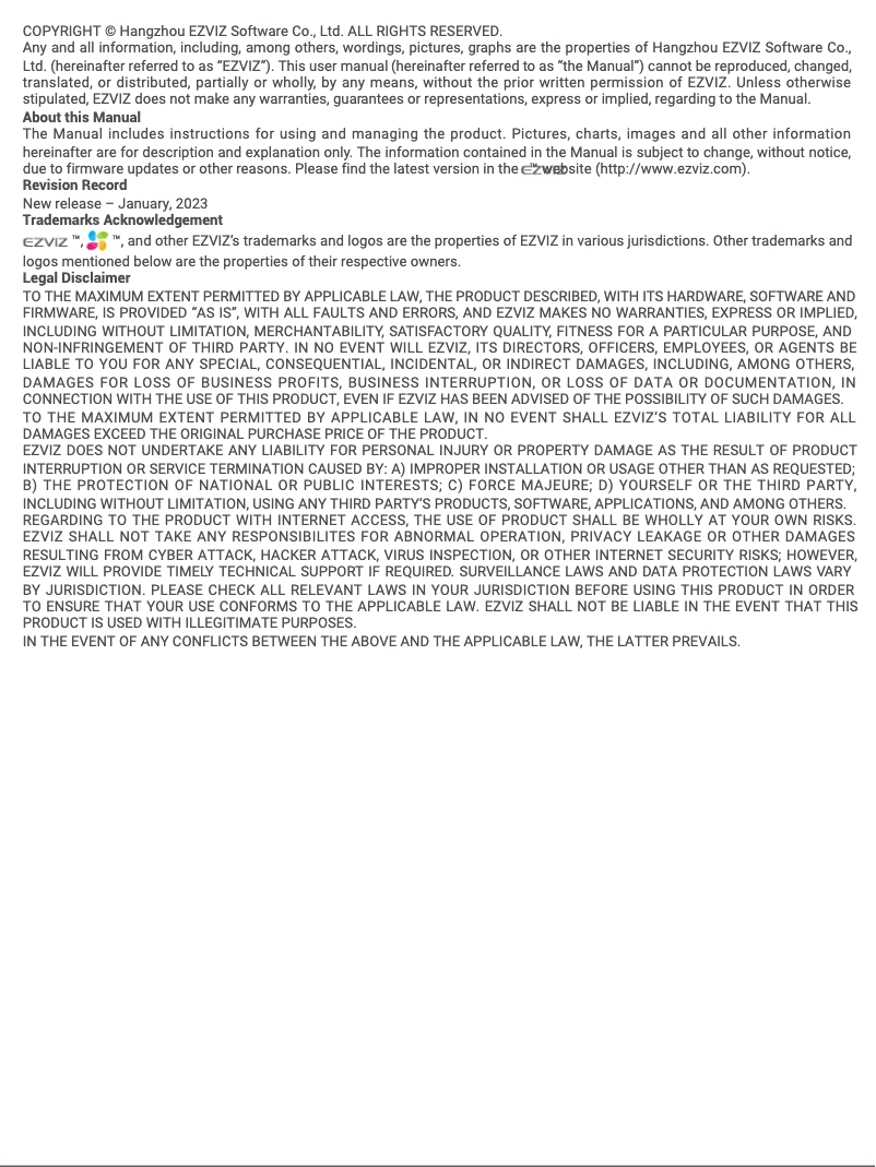 Page 1 de la notice Manuel utilisateur EZVIZ SD7