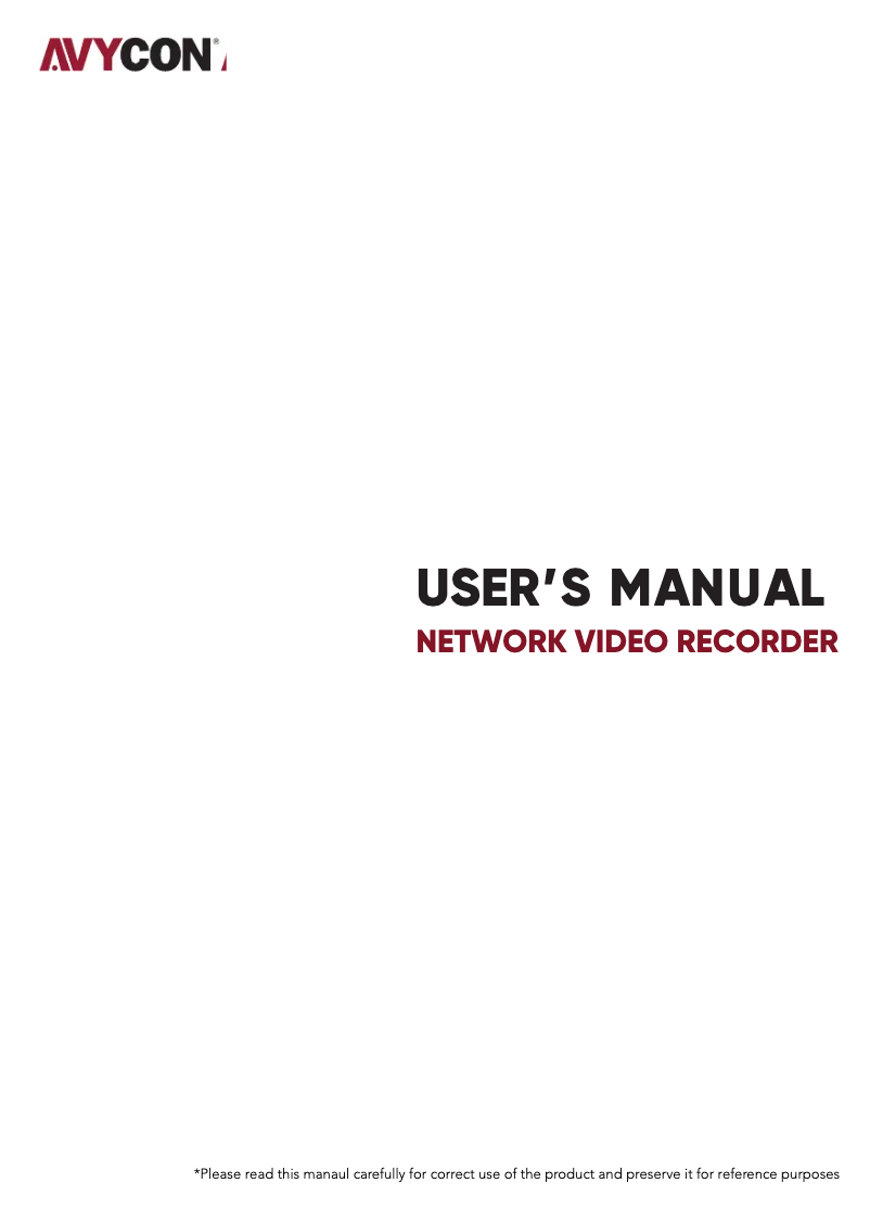 Page n°1 - Manuel utilisateur Avycon AVR-HN516P16C-FD