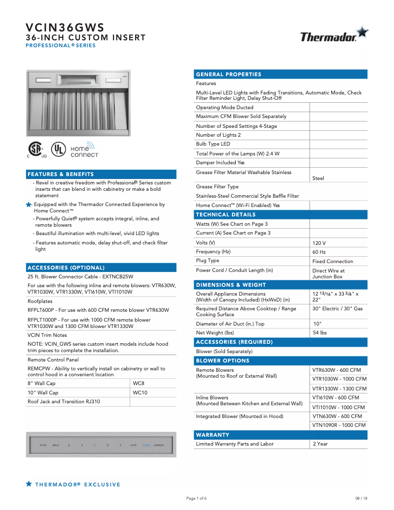 Image de la première page du manuel de l'appareil VCIN36GWS