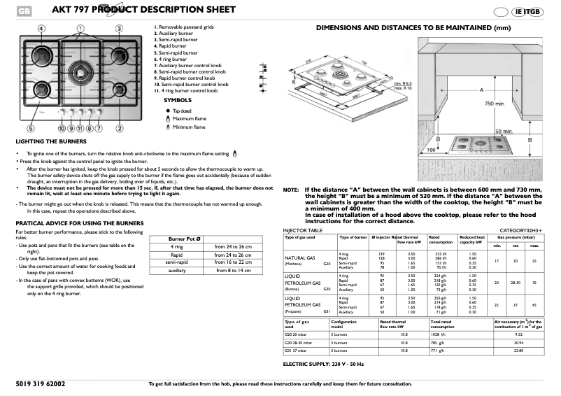 Page 1 de la notice Manuel utilisateur Whirlpool AKT 797
