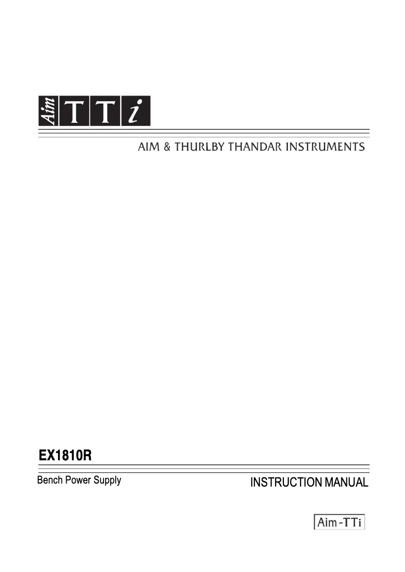 Page n°1 - Manuel utilisateur Aim TTi EX1810R
